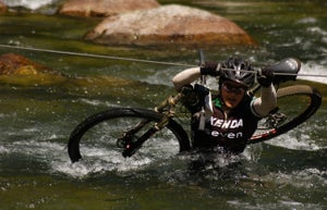 Michael Broderick working a river crossing during the 2010 TransAndes Challenge. Photo by Marcelo Tucuna
