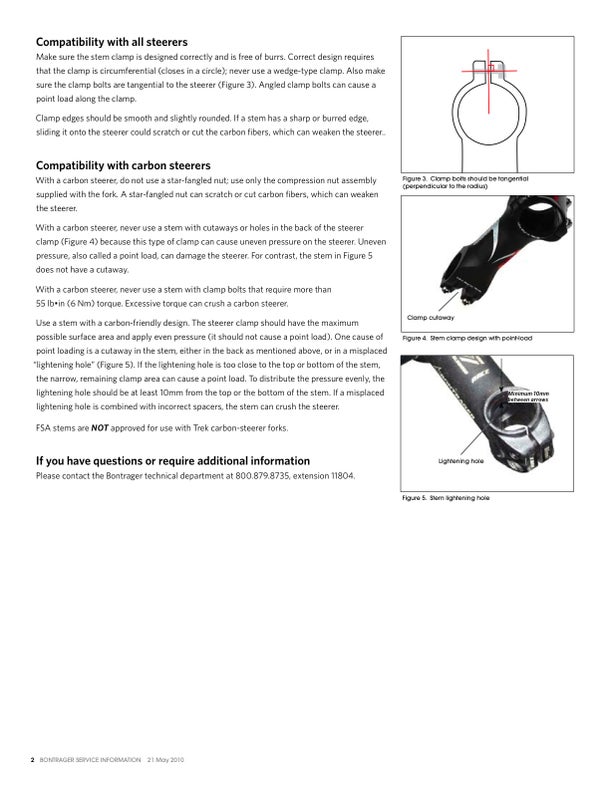 Trek carbon steerer service bulletin page 2