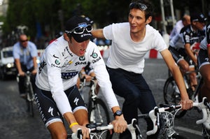 2010 Tour de France, stage 20 parade, Andy and Frank Schleck 2010 Tour de France, stage 20 parade, Andy and Frank Schleck