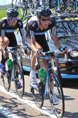 2010 Tour de France, stage 1. Michael Barry and Bradley Wiggins. 2010 Tour de France, stage 1. Michael Barry and Bradley Wiggins.