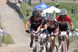Rob Squire (Jamis) and Tad Elliot (U23 National Team/Sho-Air) powering up a steep climb at Sol Vista. Photo by Kerri Kahn