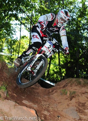 Greg Minnaar with his game face on. Photo by Dave McElwaine