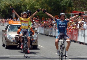 2005 Tour Down Under: Sanchez and Contador celebrate