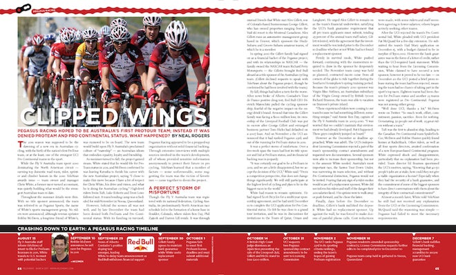 Clipped Wings Clipped Wings, from the March 2010 issue of VeloNews magazine