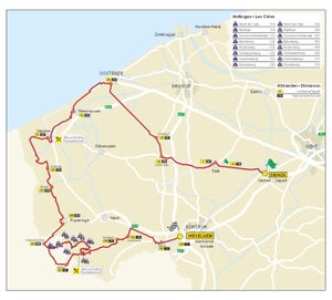 2011 Ghent-Wevelgem map 2011 Ghent-Wevelgem route