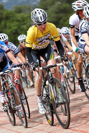 2011 San Dimas Stage Race, Amber Neben in the leader's jersey 2011 San Dimas Stage Race, Amber Neben in the leader's jersey