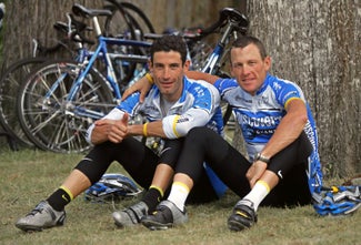 George Hincapie and Lance Armstrong during Discovery Channel days. George Hincapie and Lance Armstrong during Discovery Channel days.