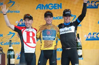 Amgen Tour of California, final GC podium: Horner, Leipheimer, Danielson Top three after the champagne fight. Leipheimer, Horner, and Danielson. Photo: Casey B. Gibson | www.cbgphoto.com