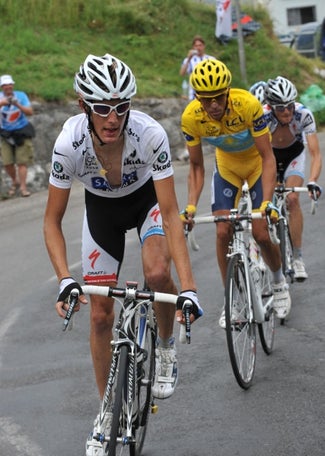 2009 Tour de France stage 17. Andy Schleck and Alberto Contador 2009 Tour de France stage 17. Andy Schleck and Alberto Contador