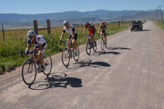 The lead quartet at mid race. Ben Blaugrund, Zack Vestal, Jeff Louder and Tyler Wren 2011 Crusher In The Tushars. Photo: Chris See