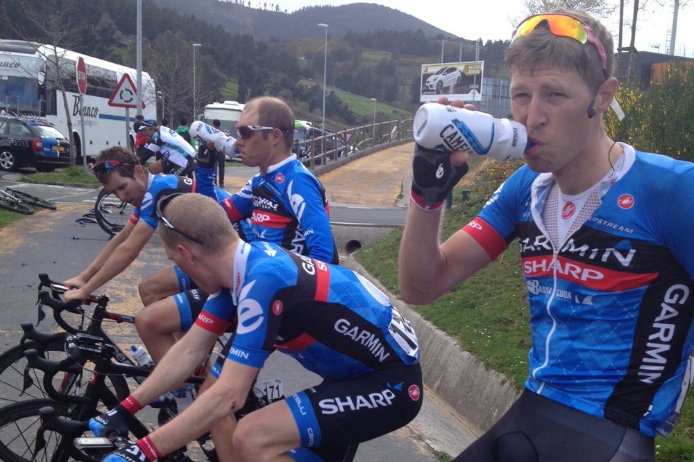 Ryder Hesjedal (right) and Garmin-Sharp are hoping to defend the pink jersey at the Giro d'Italia next month. Photo: Andrew Hood | VeloNews.com