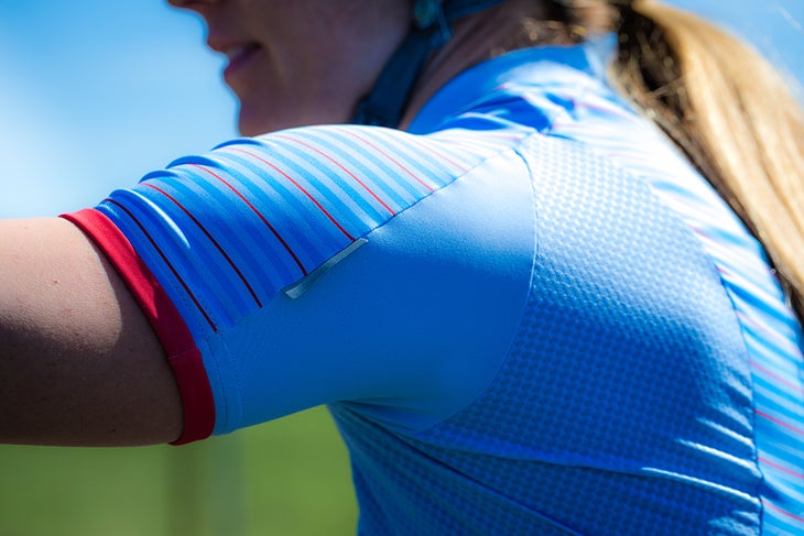 The mesh panels on the jersey's sides provide coolness and comfort. Photo: BrakeThrough Media