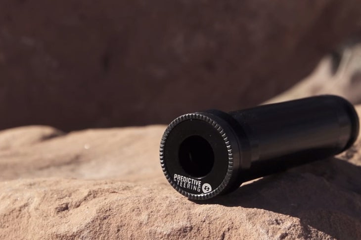 The SRAM Predictive Steering hub is built around this beefed up axle that keeps the lowers of the RS-1 from deviating independently of one another. Photo: SRAM