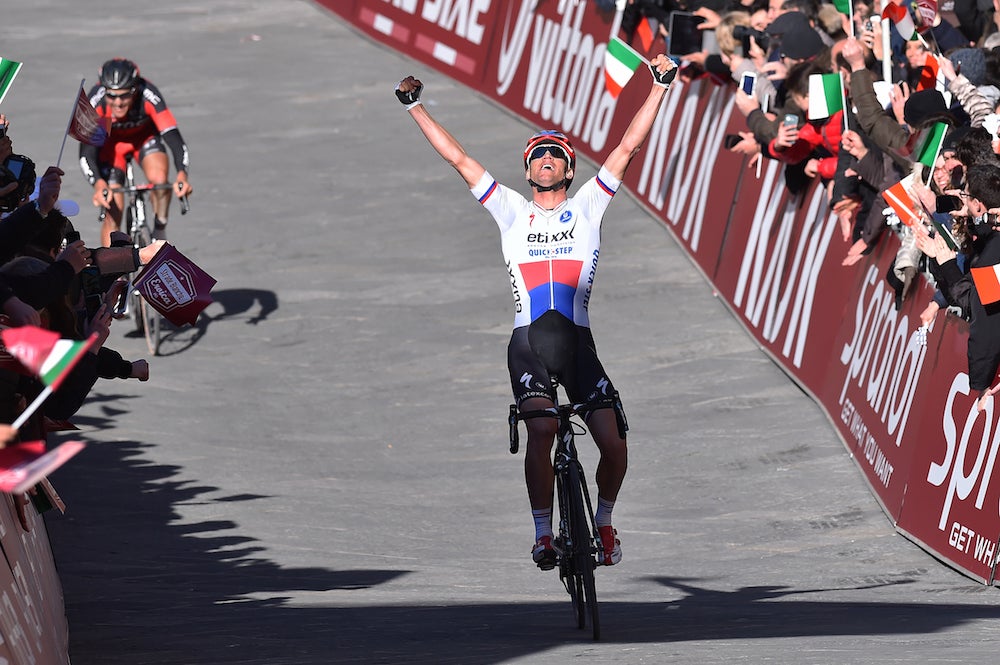 Zdenek Stybar takes the victory in the ninth Strade Bianche. Photo: Tim De Waele | <a href=http://www.tdwsport.com target="_blank">TDWsport.com</a>
