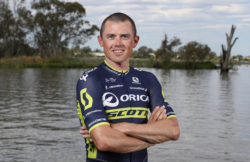 Simon Gerrans models the 2017 Orica – Scott team kit. Photo: Orica – Scott