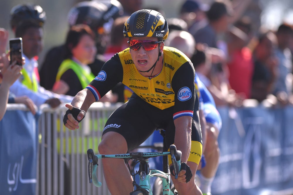 Dylan Groenewegen snagged a victory in Dubai Tuesday. Photo: ©Tim De Waele | Getty Images