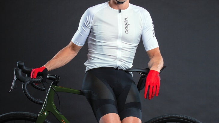 Detail of gravel cycling kit and gloves.