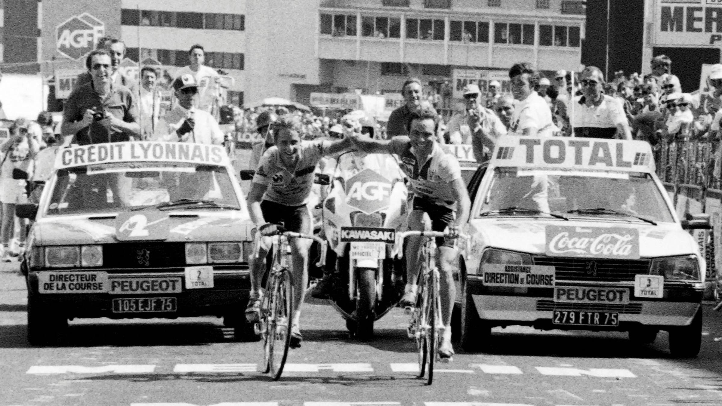 Greg LeMond and Bernard Hinault at the 1986 Tour de France