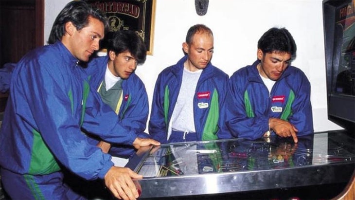 Team Carerra plays pinball