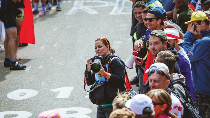 Iri Greco prepares to capture the riders at the 2016 Tour de France.