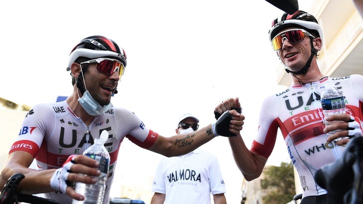 Brandon McNulty and Fernando Gaviria at the 2020 Giro d'Italia