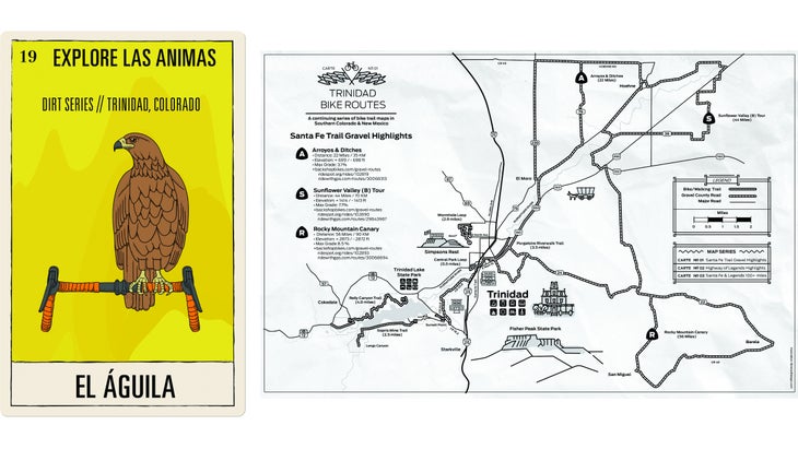 Poster art and gravel map of Trinidad
