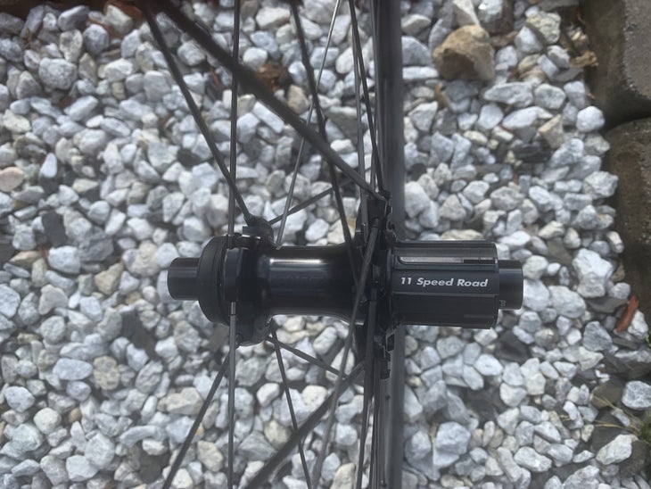 Cadex 36 WheelSystem disc wheels with a Shimano 11 speed driver.