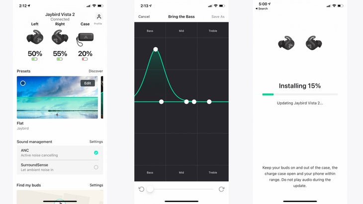 Equalizer settings can be edited in the app.