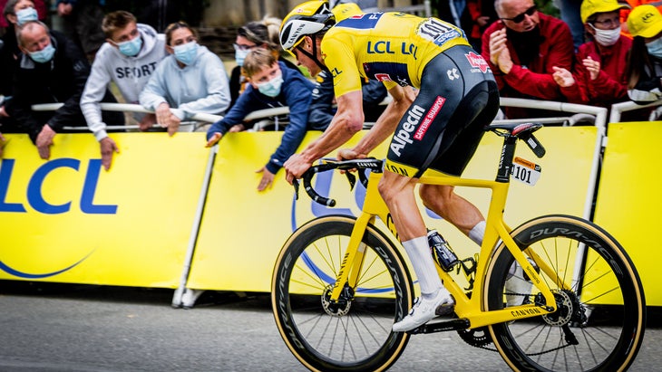 Mathieu van der Poel leads out the sprint for his teammates on stage 3 of the 2021 Tour de France.