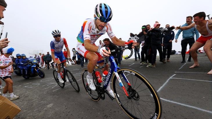 David Gaudu attacked on the descent of the Tourmalet on stage 18 of the 2021 Tour de France.