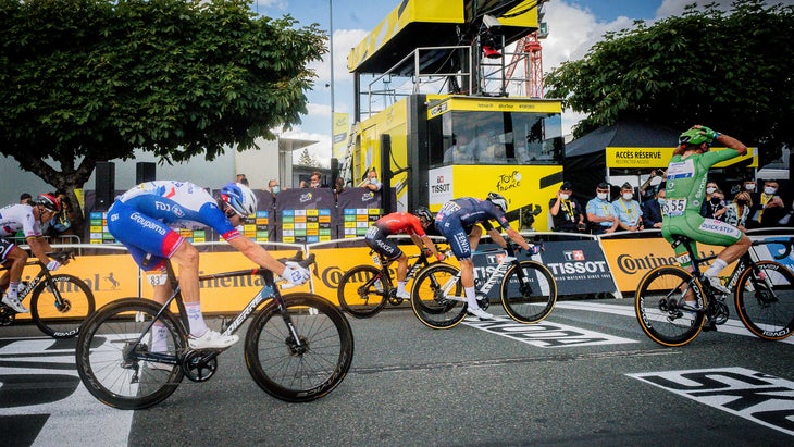 Mark Cavendish was so sure of his stage 6 victory, he already had his hands up as he raced through the finish line.