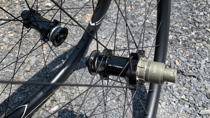 The Hunt 60 Limitless Aero wheels with a SRAM XDR driver installed.