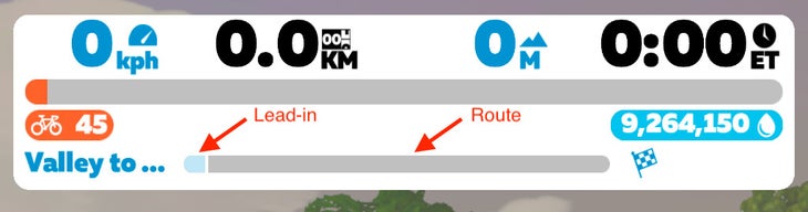 Route lead-in is indicated in light blue, while the main part of the route (will be) is indicated in dark blue