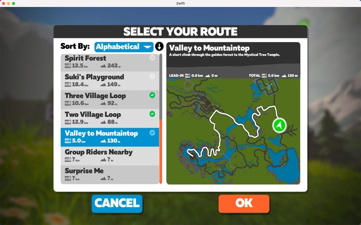 The Valley to Mountaintop route on Yumezei Island.