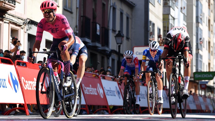 Oliveira sprinted to second place on stage 19 of the 2021 Vuelta a España.