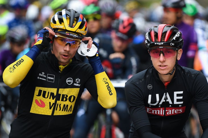 Primoz Roglic and Tadej Pogacar at the Itzulia Basque Country
