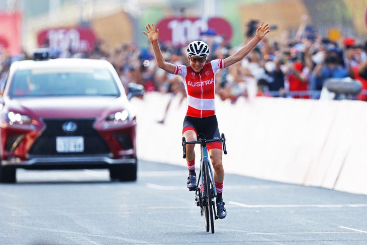 Anna Kiesenhofer is back in action after her Olympic glory