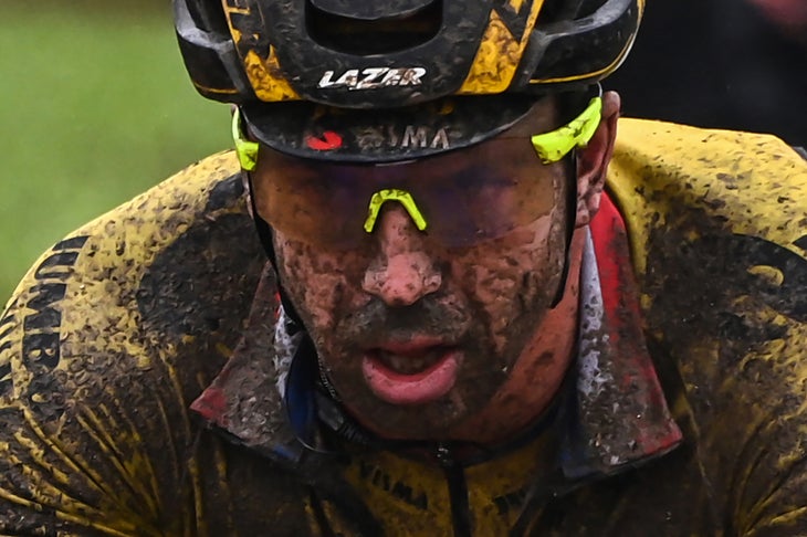 Jumbo - Visma Dylan Groenewegen from Netherlands competes in the 118th edition of the Paris-Roubaix one-day classic cycling race, between Compiegne and Roubaix, northern France, on October 3, 2021. (Photo by Anne-Christine POUJOULAT / AFP) (Photo by ANNE-CHRISTINE POUJOULAT/AFP via Getty Images)