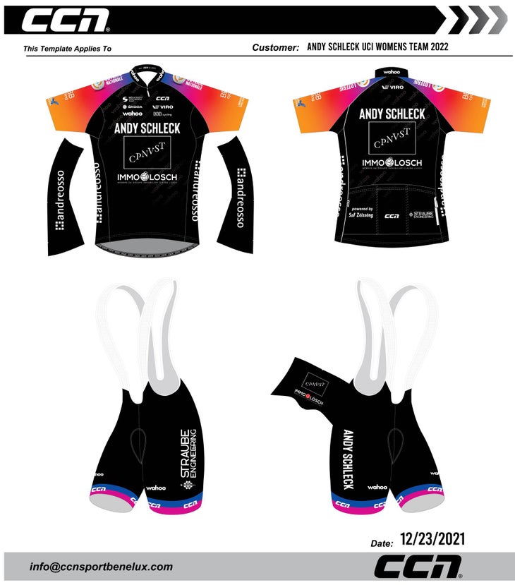 The new jersey and shorts design for the Andy Schleck women's team