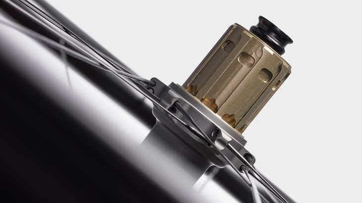 House-brand Tactic hubs offer a unique engagement system. The cassette carrier has unneeded material removed to save weight.