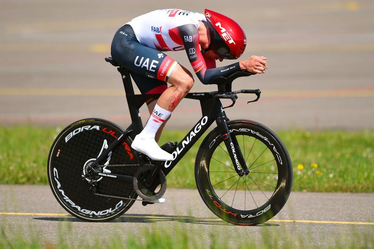 Brandon McNulty in full time trial mode at the Tour de Romandie