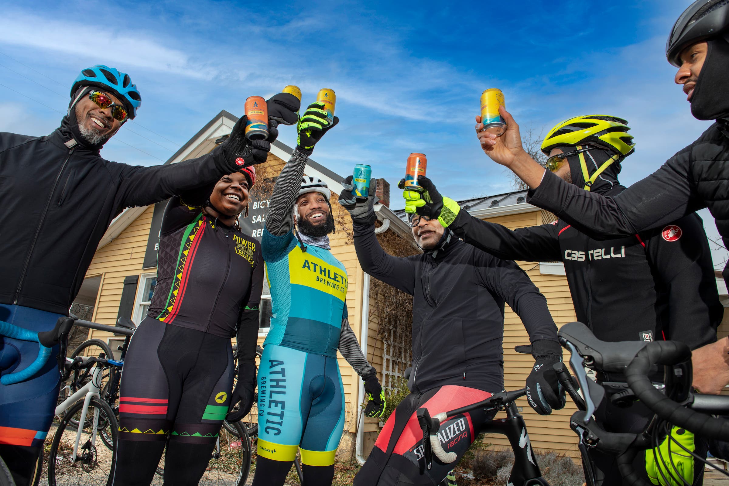 Athletic Brewing post-ride cheers
