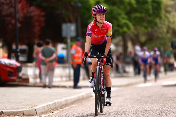 LAGUNAS DE NEILA, SPAIN - MAY 22: Niamh Fisher-Black of New Zealand and Team SD Worx during the team presentation prior to the 7th Vuelta a Burgos Feminas 2022 - Stage 4 a 125,1km stage from Covarrubias to Lagunas de Neila 1867m / #VueltaBurgos / #BurgosFem / #UCIWWT / on May 22, 2022 in Lagunas de Neila, Spain. (Photo by Gonzalo Arroyo Moreno/Getty Images)