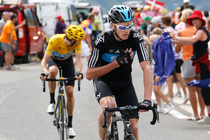 Chris Froome is forced to wait for Bradley Wiggins in the 2012 Tour de France