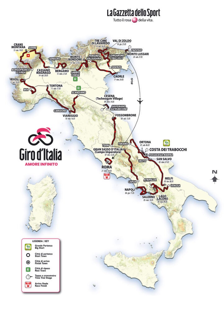 Giro d'Italia 2023 route map