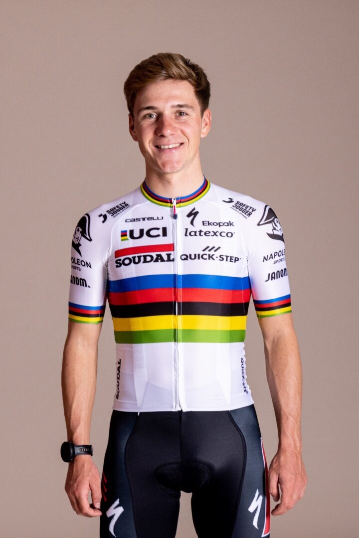 Remco Evenepoel reveals 2023 Soudal Quick-Step rainbow jersey