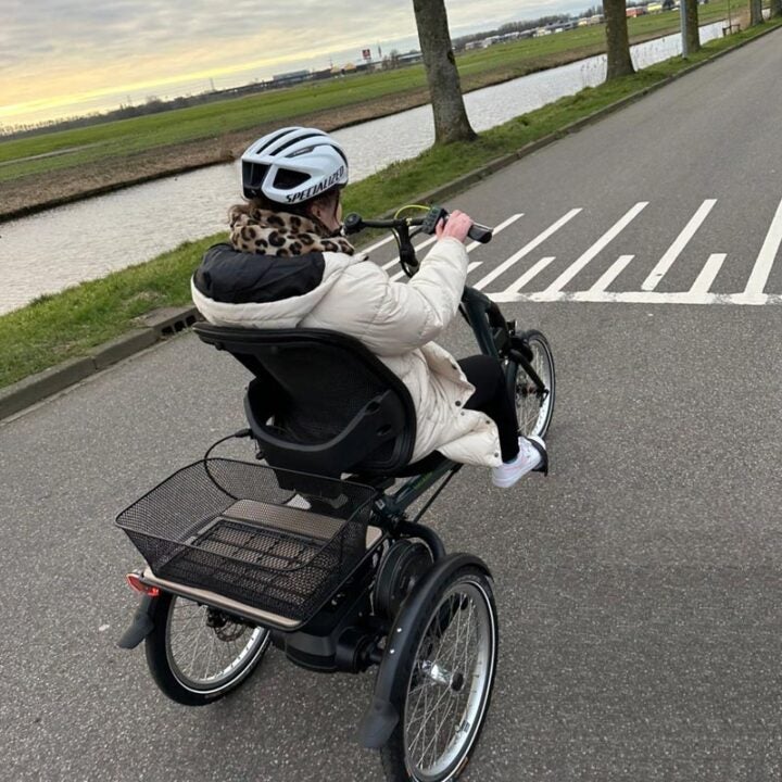 Amy Pieters riding her new bike