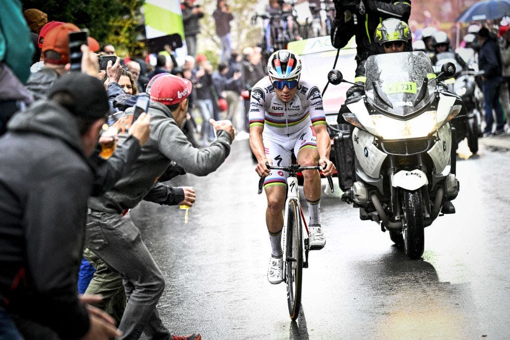 Remco Evenepoel on the attack at Liege-Bastogne-Liege