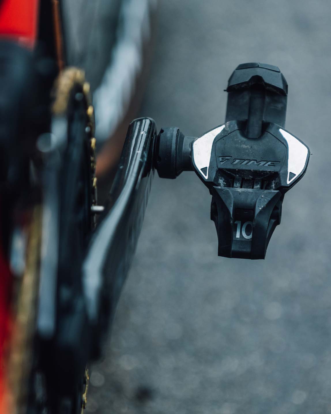 Mads Pedersen's Trek Madone SLR 9 Trek-Segafredo team bike for the Giro d'Italia detail of Time Pedal