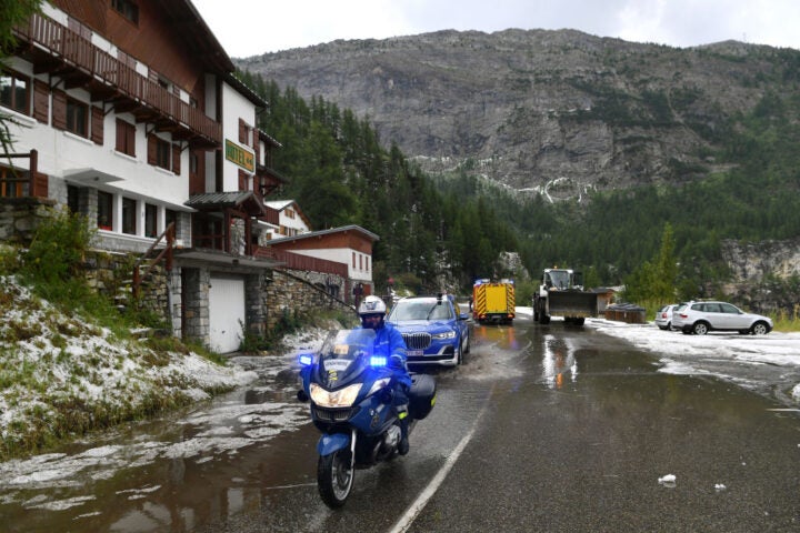 An unexpected hail storm cancelled stage 19 of the 2019 Tour de France